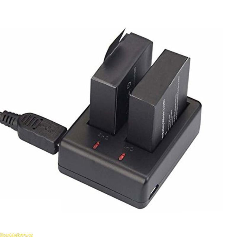 Bộ sạc Doublebuy cho EKEN SJ4000 H9R Sạc hai pin Bộ sạc ABS chất lượng đồng thời cho máy ảnh chống n