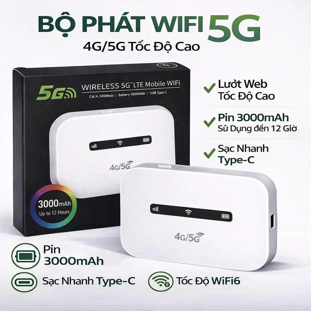 Router 4G Router WiFi Di Động Router Mifi Router Phát WiFi Tốc Độ Cao Hỗ Trợ SIM 4G 5G Phát WiFi Cho
