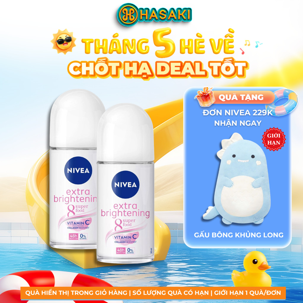 [MEGA 6.6|12H-13H] Combo 2 Lăn Khử Mùi Nivea Extra Brightening Sáng Mịn Tối Ưu 50ml Extra Brightenin