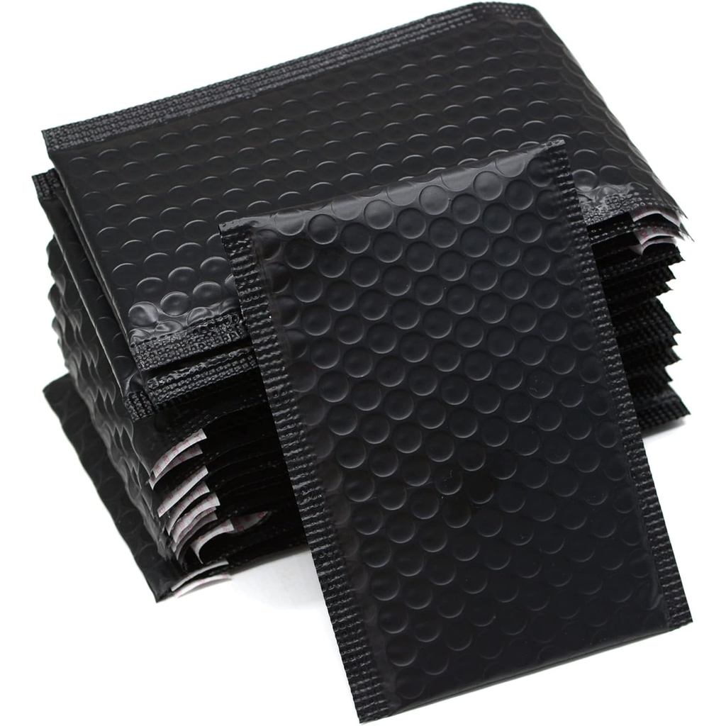 25 Gói 4x6 Inch Nhỏ Màu Đen Poly Bong Bóng Lót Thư Có Đệm Vận Chuyển Phong Bì Tự Seal Mailer Chống T
