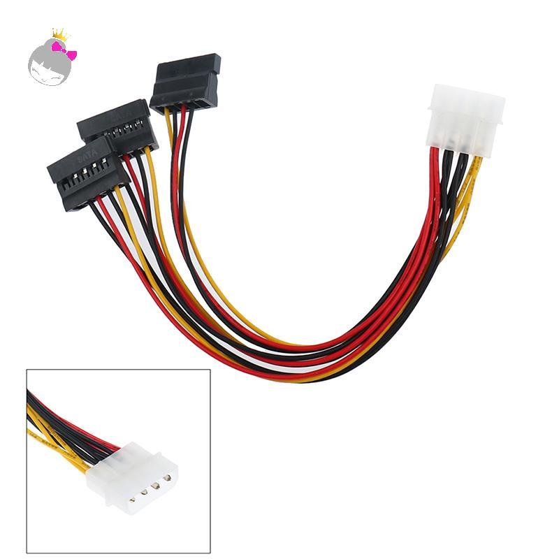 RU 4Pin IDE Molex To 3 ATA SATA Bộ chia nguồn Đầu nối cáp mở rộng n