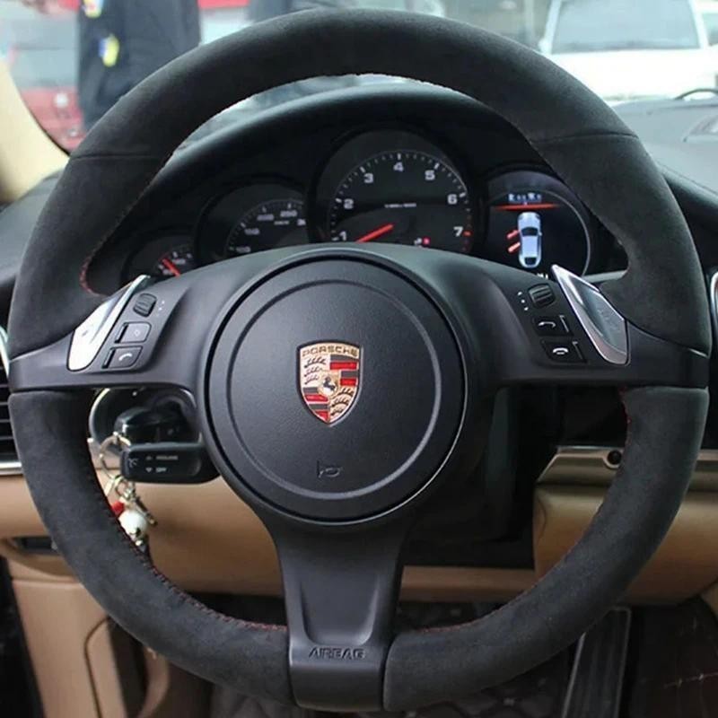 Bọc Vô Lăng Ô Tô Da Lộn Mềm Cho Porsche 911 991 Boxster 981 Cayman Cayenne Panamera DIY Bọc Bọc Bọc 