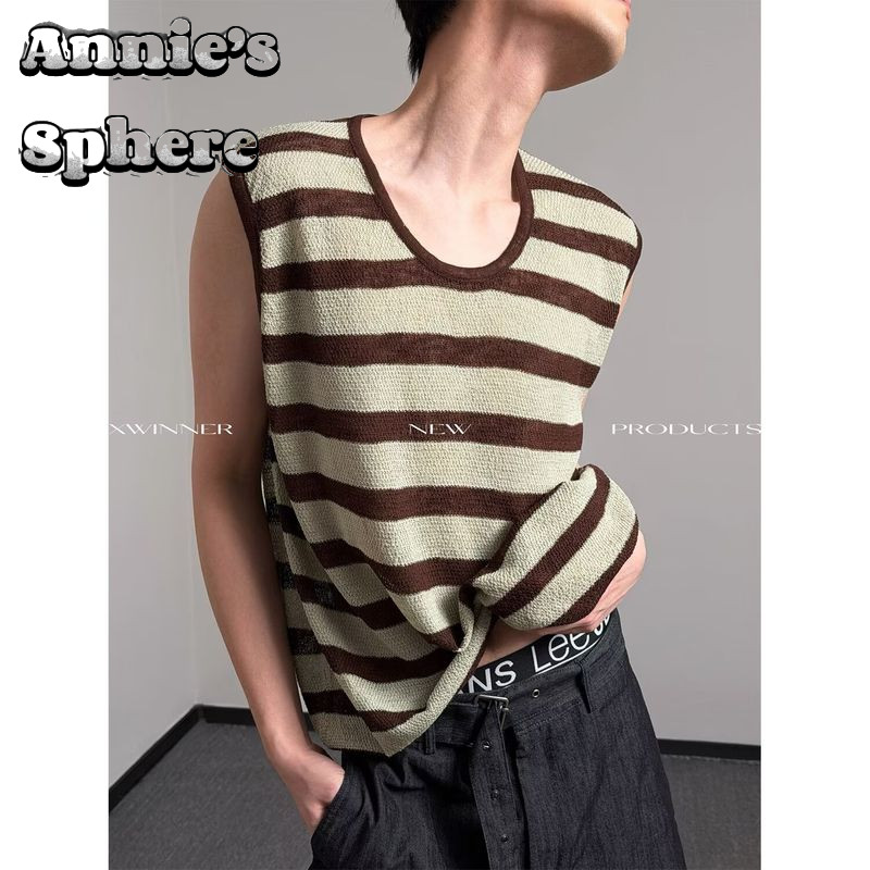 Áo vest dệt kim sọc cao cấp Annie's Sphere - Phong cách cổ điển