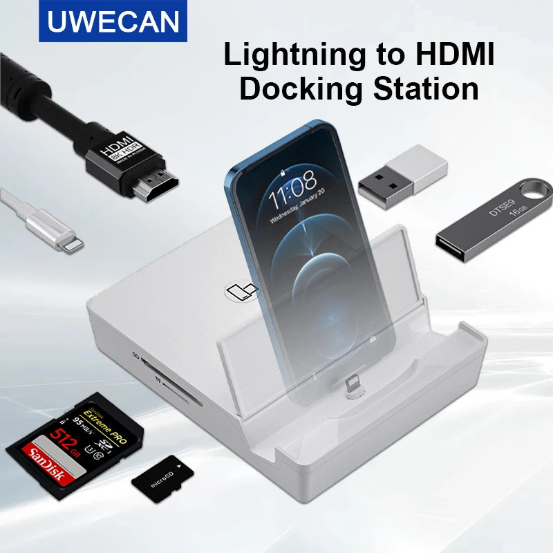 Lightning to USB3.0 Bộ chuyển đổi AV kỹ thuật số / Cáp Lightning sang RJ45 Ethernet Lan Docking Stat