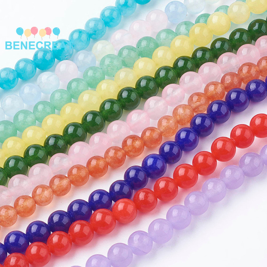 BENECREAT Hạt Trắng Nhuộm Màu Hỗn Hợp 6mm, Lỗ 1mm (~63 Viên/Dây 15 Inches)