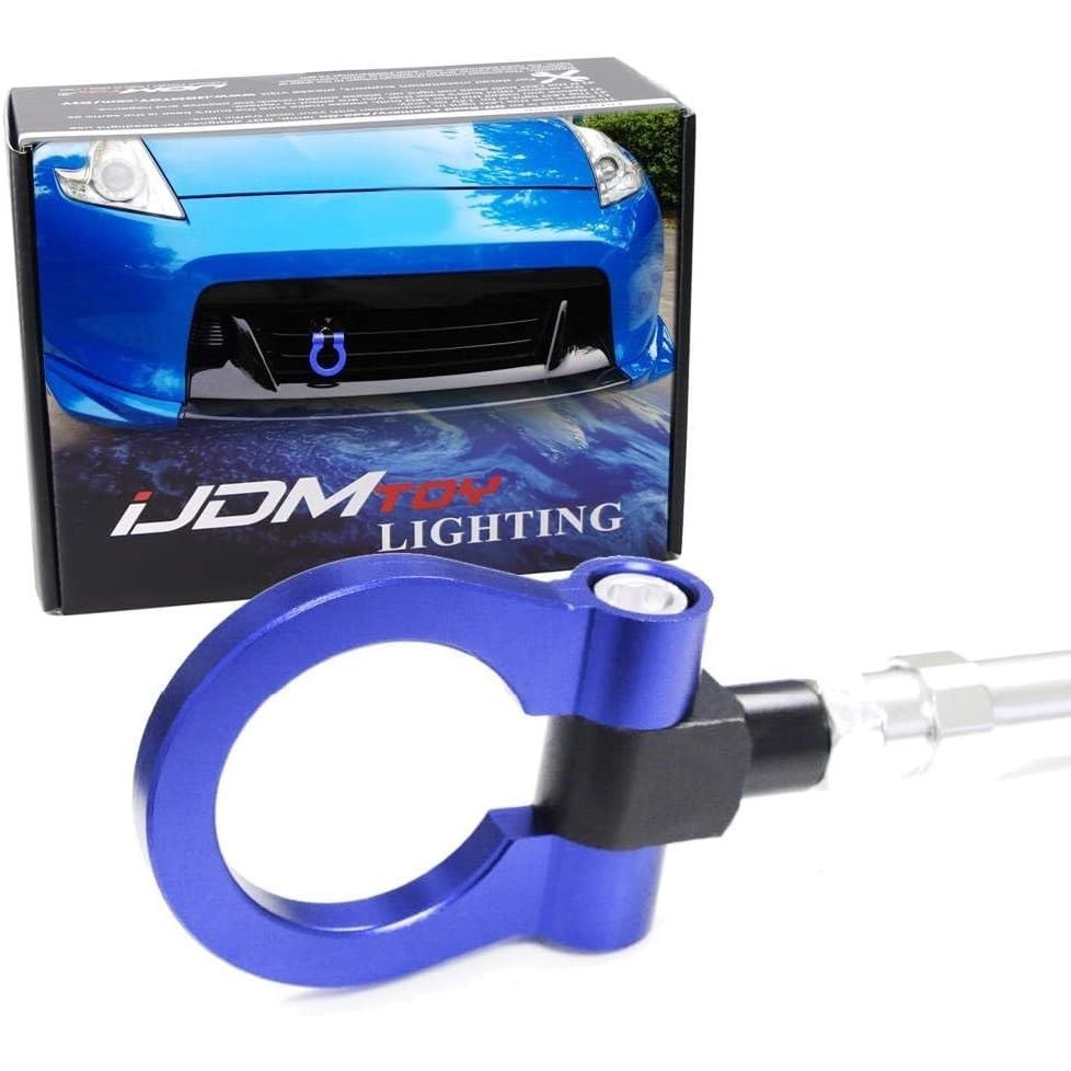 IJDMTOY Blue Track Racing Style Tow Hook Ring Tương thích với Nissan 370Z GT-R Juke Infiniti G37 Q50