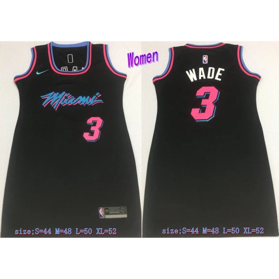 Áo jersey đội bóng Miami Heat phiên bản nữ, in hình và thêu logo Wade số 3 - Đồng phục cổ động bóng 