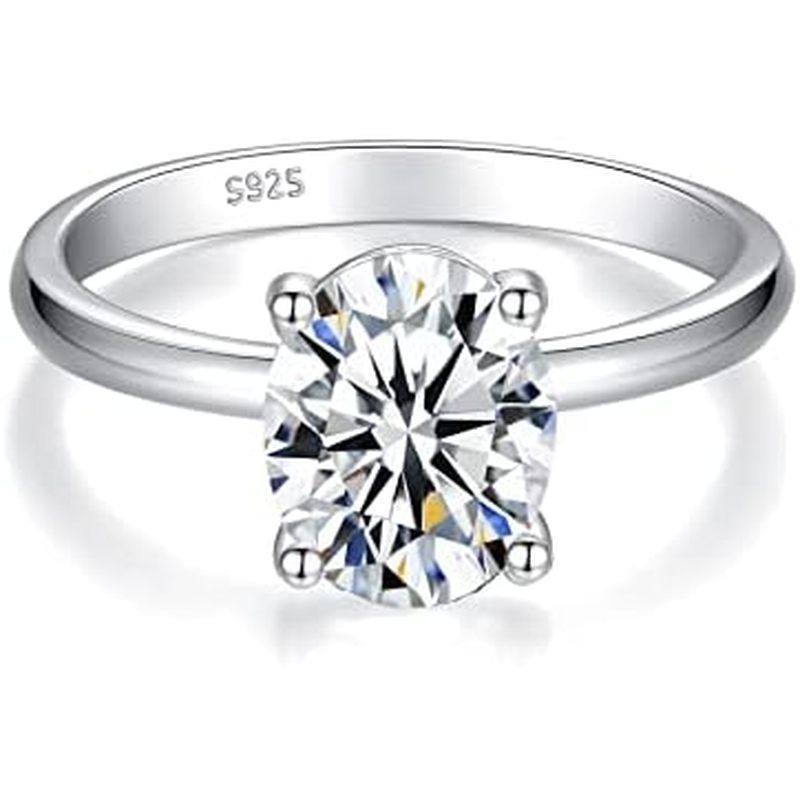 IMOLOVE Solitaire Moissanite Engagement Ring, 1CT D Color VVS1 Clarity, 925 Sterling Silver with 18K