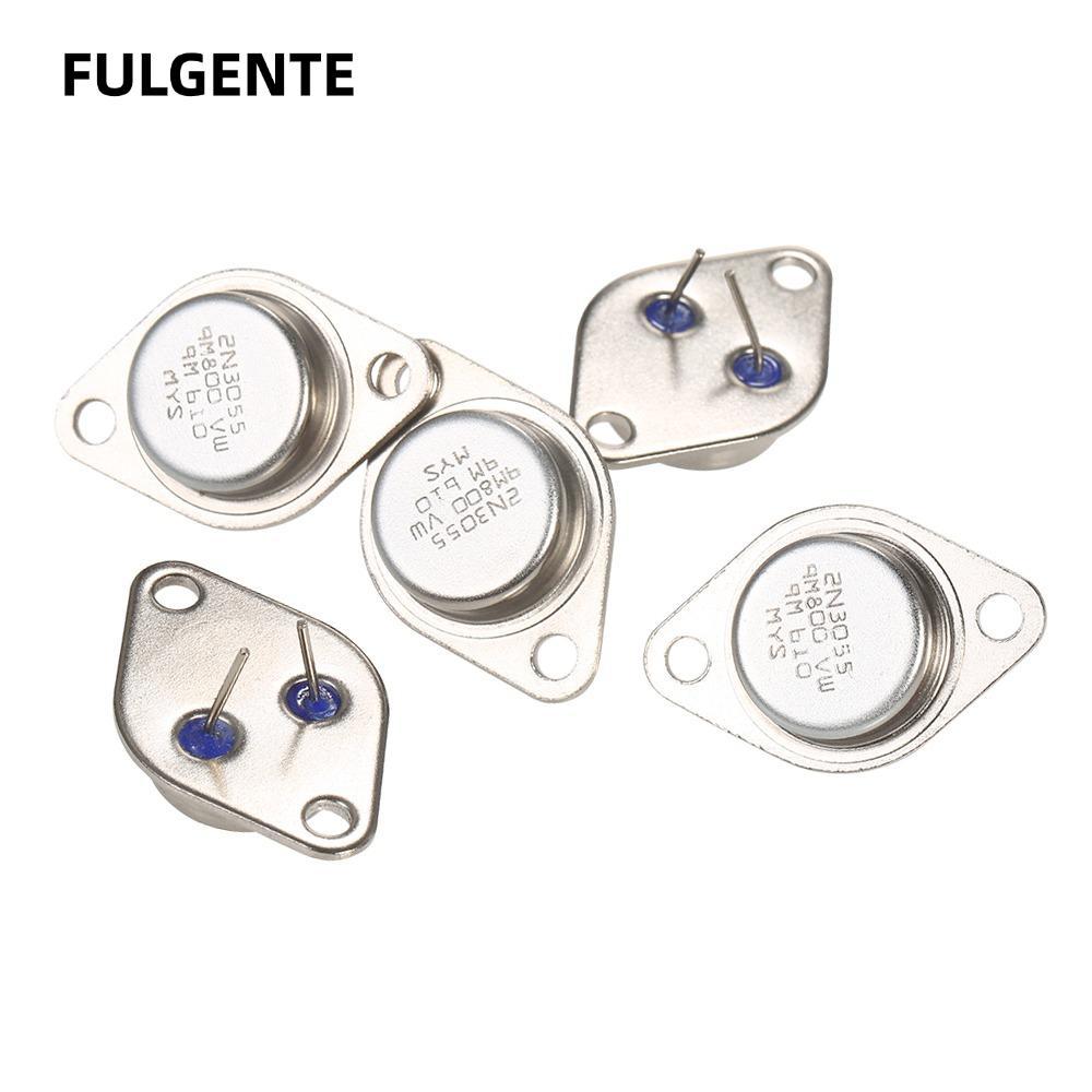 FULGENTE 5 Chiếc Điện Trở, 2N3055 NPN Kim Loại 2N3055 Điện, Bộ Transistor 15A / 60V TO-3 15A / 60V B