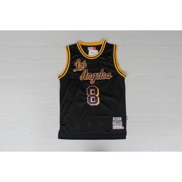 Lakers Không. 8 Kobe Jersey Lưới Jersey Retro Áo Vest Thêu Áo Bóng Rổ Màu Đen