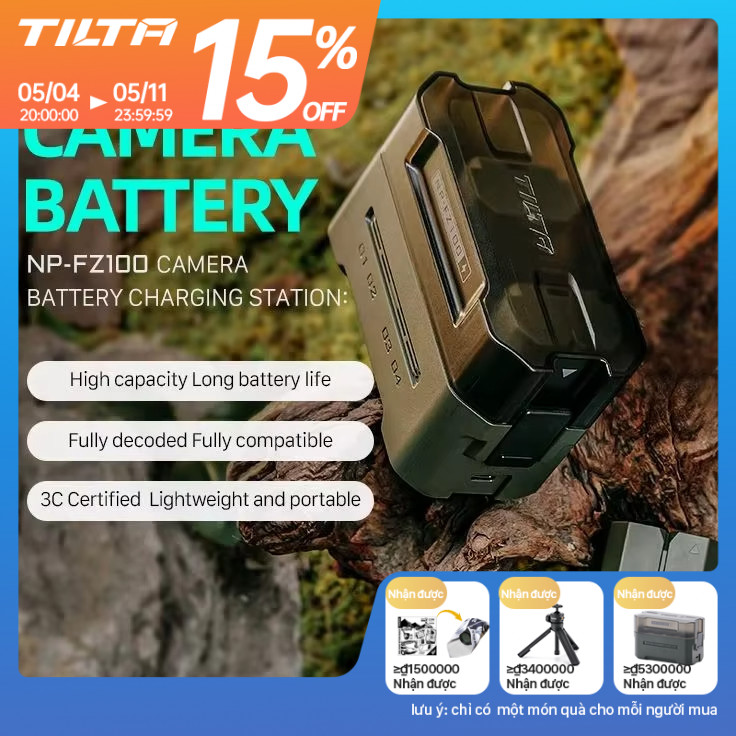 Bộ sạc pin máy ảnh TILTA 2400mAh NP-FZ100 Bộ sạc pin máy ảnh 4 kênh NP-W235 / DMW-BLK22 / EN-EL15 / 
