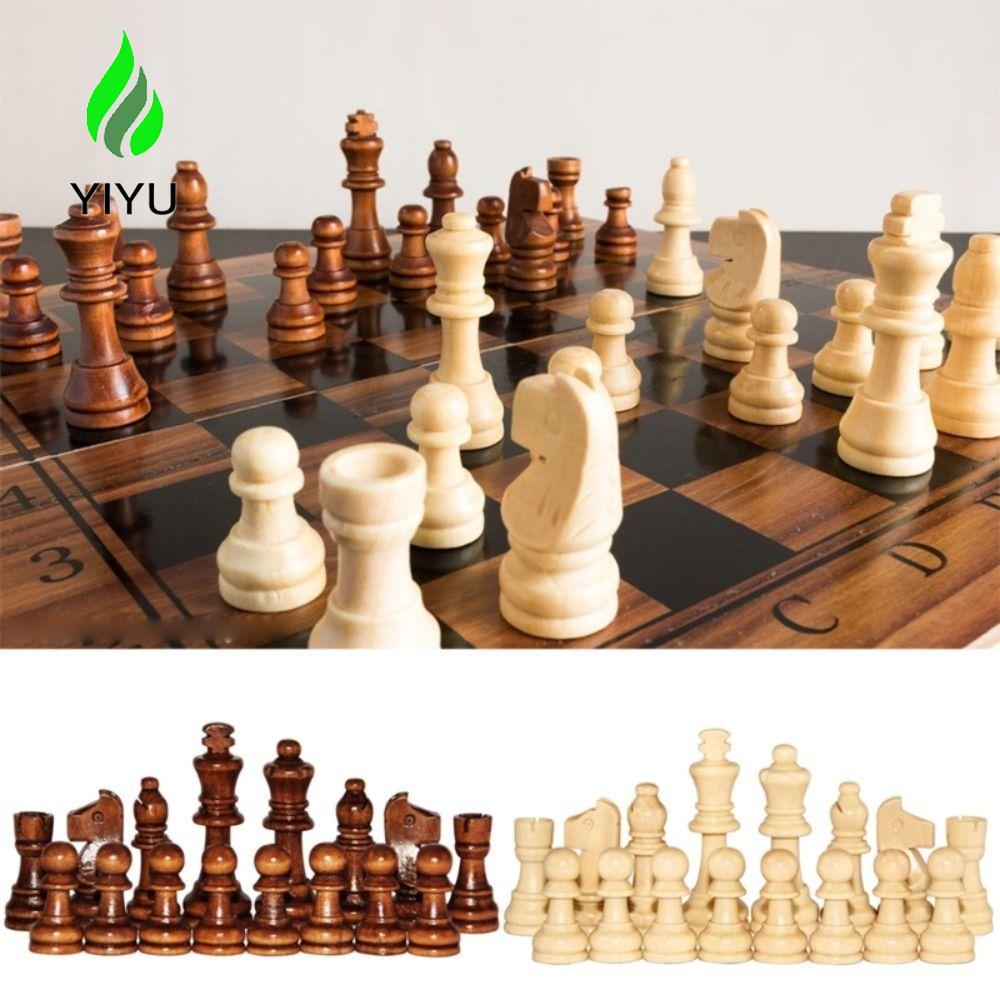 Bộ cờ gỗ YIYU 32 quân, Staunton, bàn cờ tiêu chuẩn, có miếng bảo vệ quân, trò chơi giáo dục quốc tế