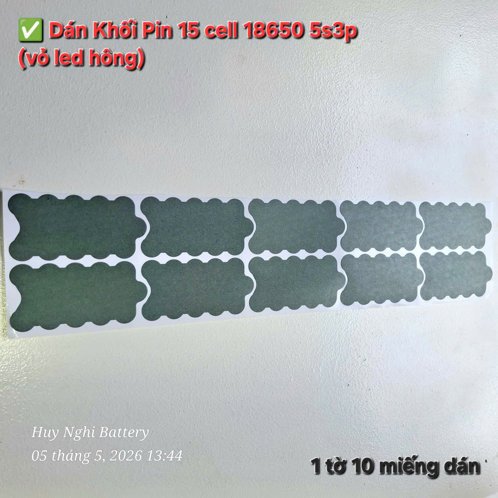 Dán Cách Điệp Khối Pin 15 cell (5s3p) Loại Vỏ Led Hông -   18650