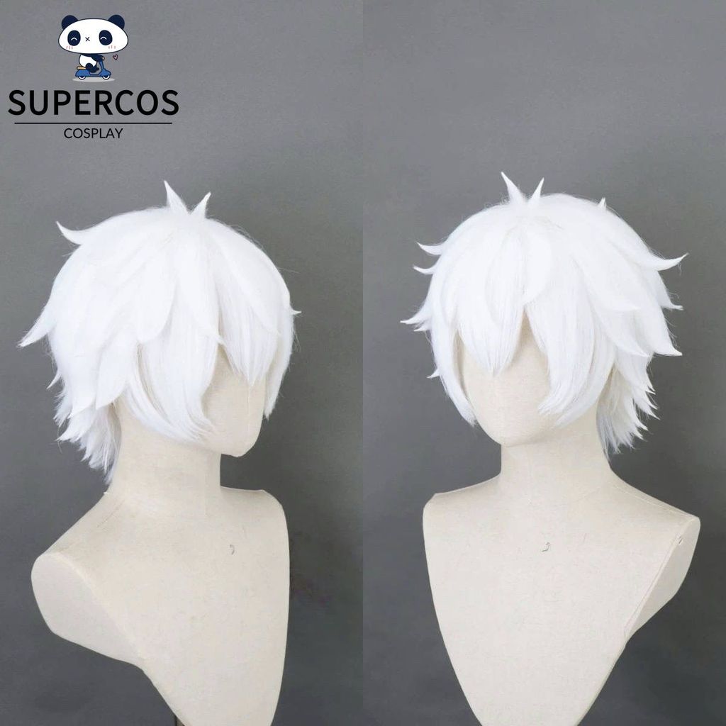 Re: Zero Regulus Cosplay Tóc Giả Ngắn Trắng Tổng Hợp Tóc Giả
