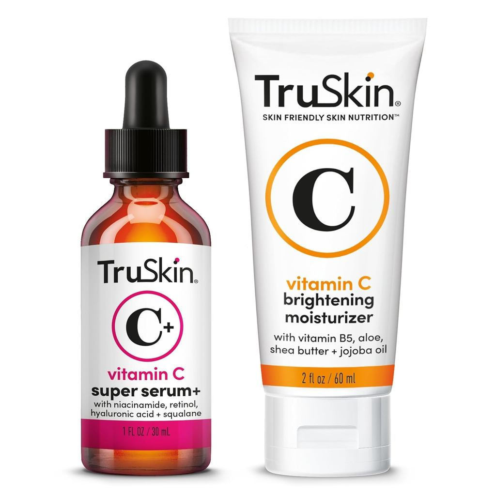 TruSuperCDuowithVitaminCPlus Super Facial Serum, 1 Liquid Ounce & Vitamin C Brightening Dưỡng Ẩm, 2 