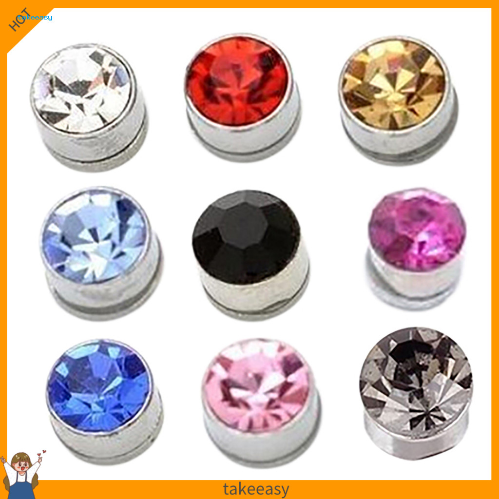 Takeeasys| 1 Đôi Bông Tai Sắt Mạnh Từ Sức Khỏe Xuyên Tròn Từ Tính Sắt Bông Tai Quà Tặng Cho Nữ