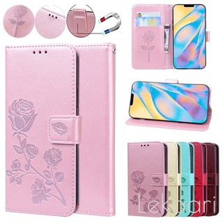 Ốp Da Hoa Hồng Cho Realme Note 70 70T 60 50 C85 Pro 15X C75 C71 C67 C65 C63 C61 C55 C53 C51 C35 C33 C31 C30 C25 C25S C12 Ví Lật