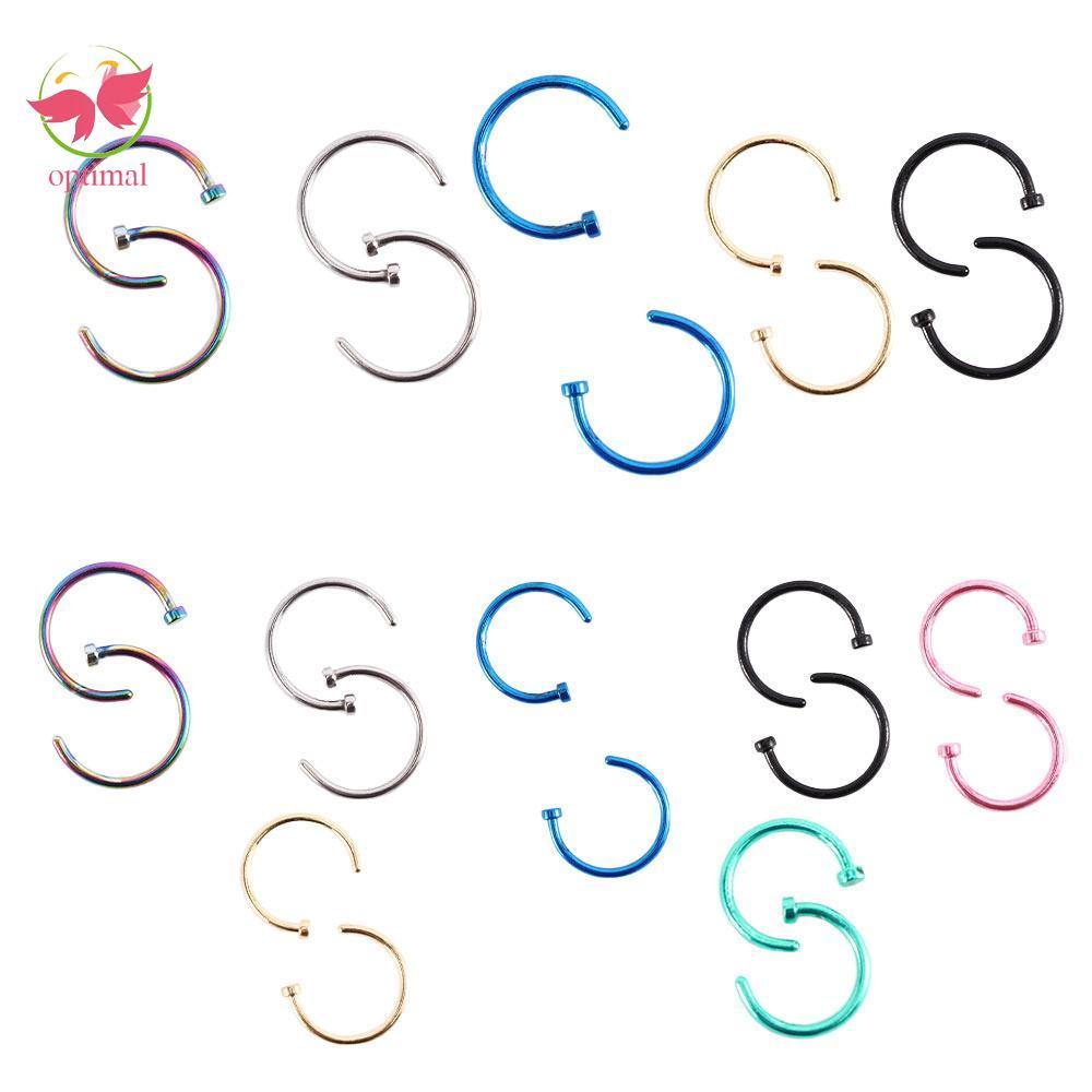 OPTIMAL LIMIT Body Piercing C Shape Dành Cho Nữ 10 Chiếc Tragus Septum Nhỏ Thép Không Gỉ Mũi Nhẫn