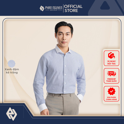 Áo sơ mi dài tay nam Phan Nguyễn, chất liệu cotton cao cấp, mềm mại, form regular fit SMD.1494