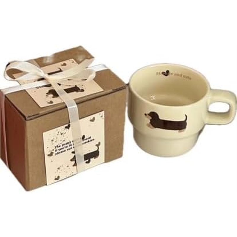 Dachshund Coffee Mug, Cute Mug 8 oz Ceramic Porcelain China Coffee Tea Cup, Funny Dachshunds Themed 