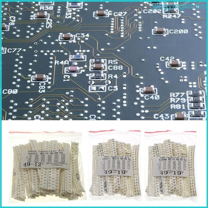 Bộ Tụ Điện YIN SMD 1206 0603 0805 Bộ Tụ Điện Cố Định Chip SMD 36 Giá Trị x 20 Chiếc