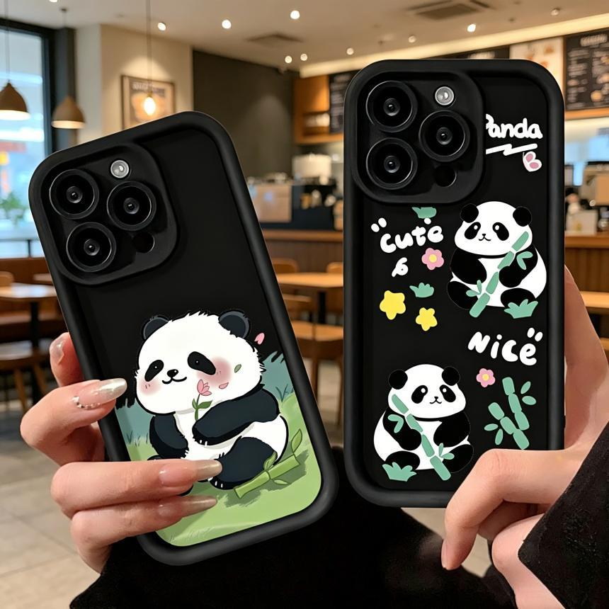 Ốp Lưng Cho Realme C65 C55 C53 C25 C20 C15 C12 Hoạt Hình Dễ Thương Gấu Trúc Chống Sốc Bước Vỏ Điện T
