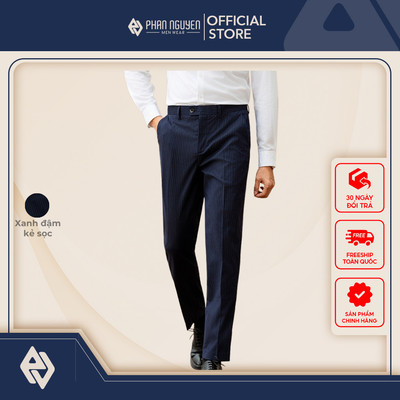 Quần âu kẻ nam Phan Nguyễn, chất liệu cao cấp, mềm, thấm hút tốt, bền chắc, form slim fit QVL.828