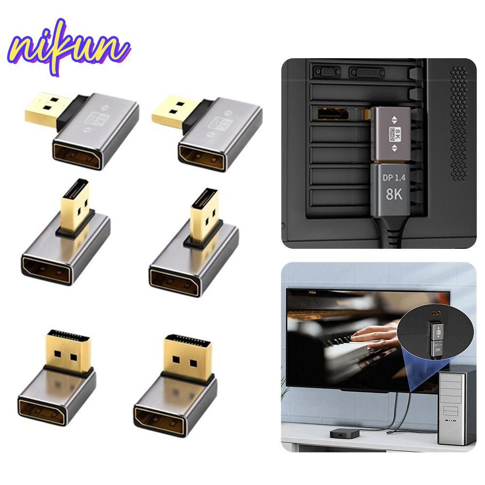 Bộ chuyển đổi NIKUN DP Nam sang Nữ, Bộ chuyển đổi cổng hiển thị hình chữ L góc 90 độ, DP1.4 8K 60Hz 