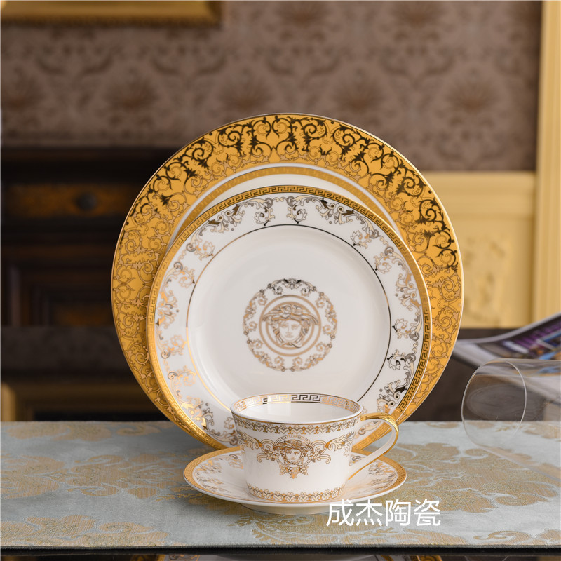 Medusa Tableware Home Showroom Dinner Plates Western Dinner Plates Steak Plates Bone China Set