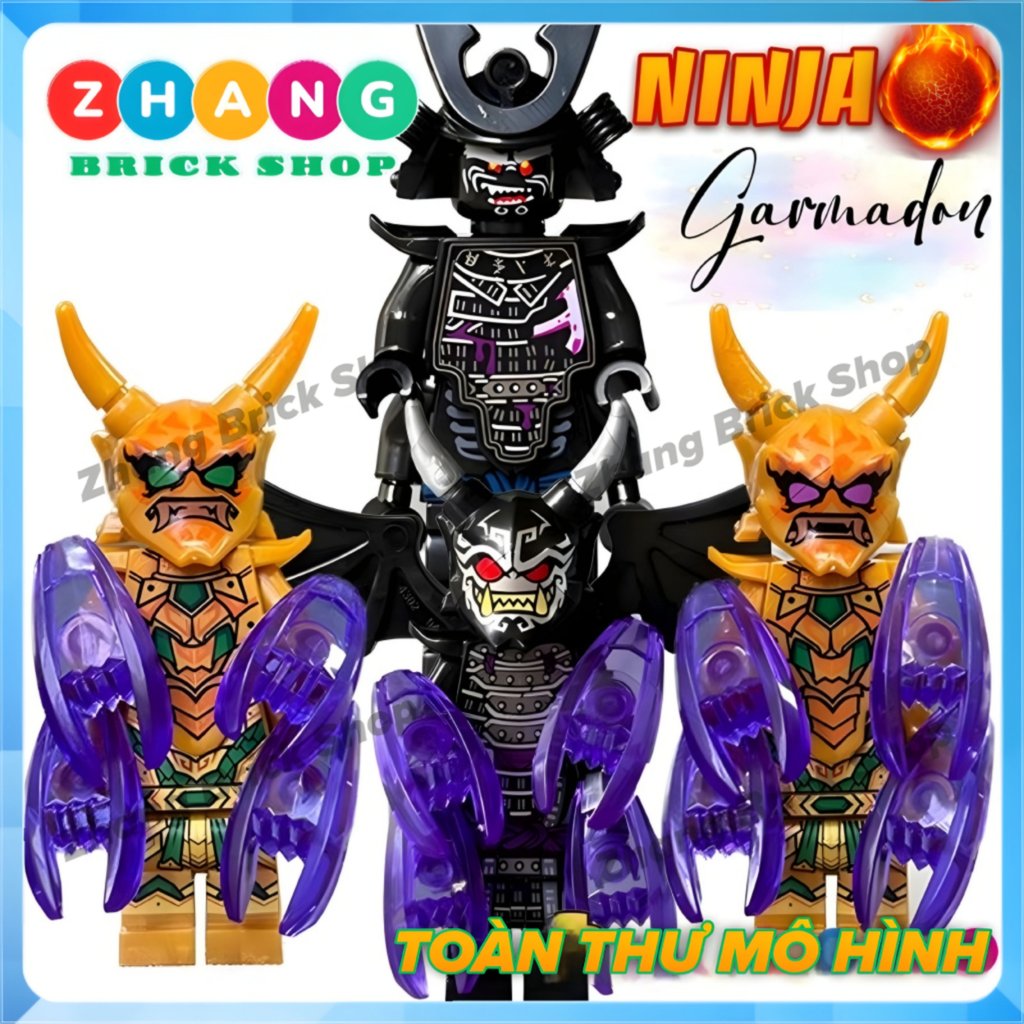 Mô hình nhân vật Ninja mặt quỷ Oni Lloyd Oni Garmadon quà tặng trang trí bánh sinh nhật Zhang Brick 