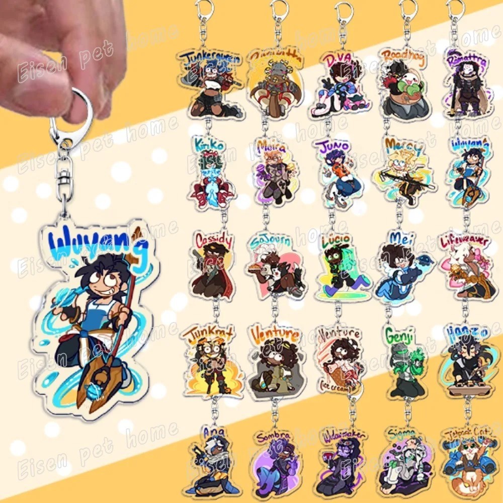 Móc khóa game Overwatch OW chibi mica acrylic nhân vật Mercy Dva Kiriko Genji Hanzo phụ kiện túi xác