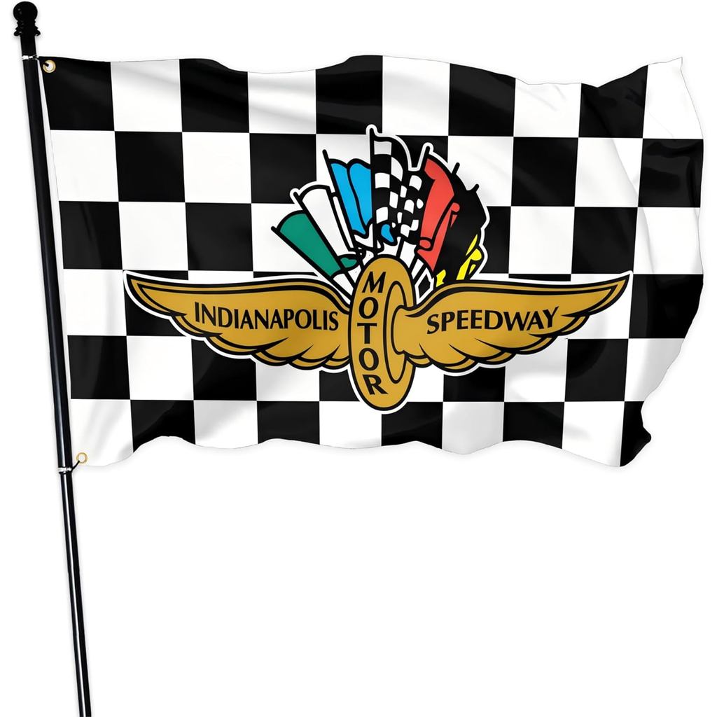 Indianapolis Motor Speedway Cờ 3 × 5 FT Đen Trắng Cờ Nhà Để Xe Cho Phòng Ngủ Guys Đại Học Ký Túc Xá 