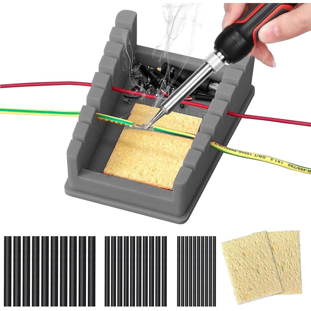 Giá đỡ dây hàn silicon nâng cấp với bộ ống co nhiệt 30 chiếc, trợ giúp trạm hàn tay, Giá đỡ sắt hàn 