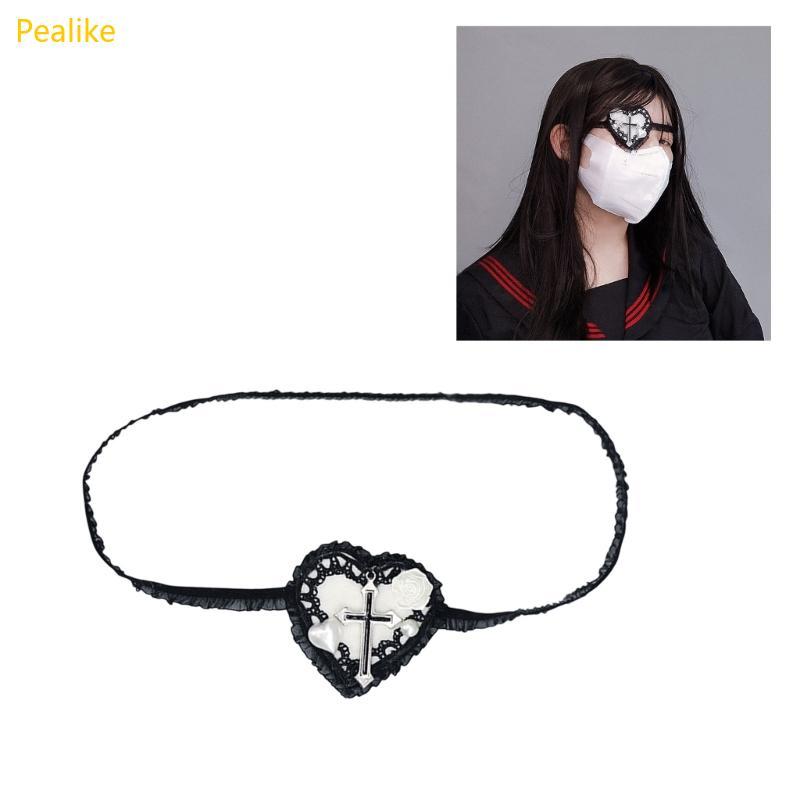 Băng mắt cosplay Gothic Lolita hình tim, phù hợp cho fan của phong cách Gothic và Lolita