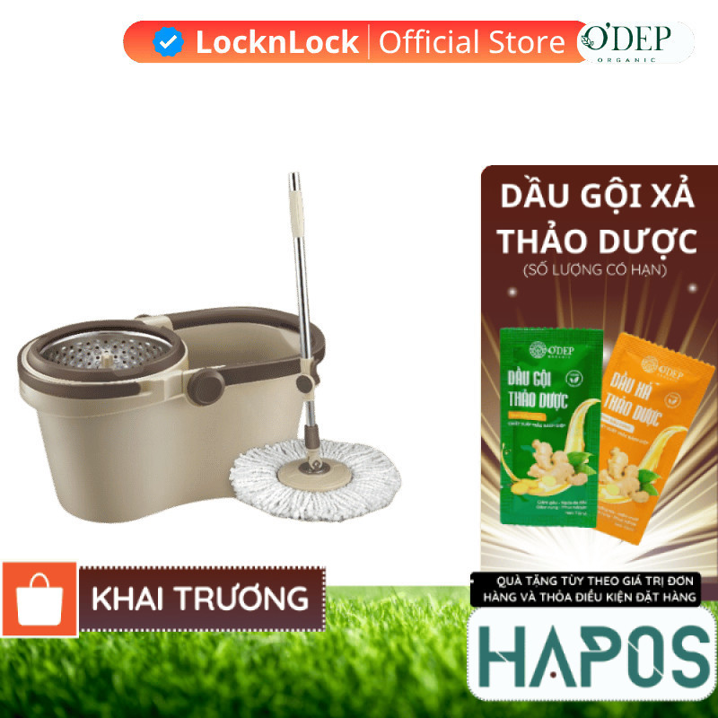 Bộ cây lau nhà LocknLock xoay tay Compact Spin Mop Chính hãng  ETM466  - HAPOS HOF