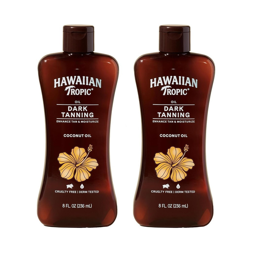 Dầu thuộc da tối Hawaii Tropic, 8oz | Dầu dưỡng ẩm dưỡng thể bơ ca cao, tăng cường Tan, mỗi gói 8oz