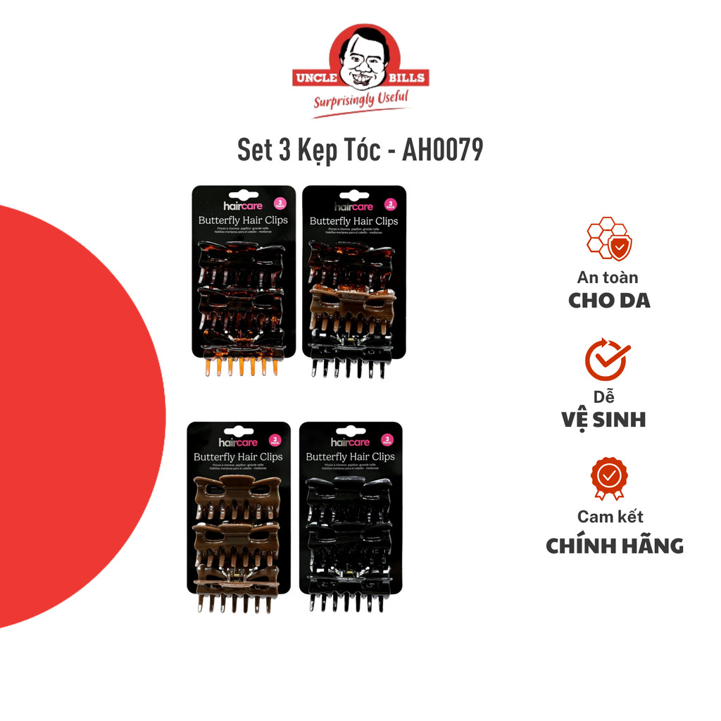 Set 3 Kẹp Tóc UNCLE BILLS Hình Bướm AH0079