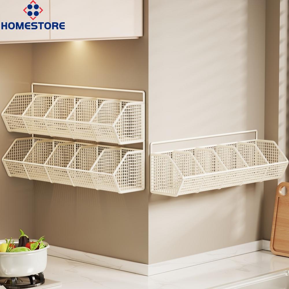 [Homestore]Wall Mounted Spice Rack Multi Layer Kitchen Organizer for Onion Spice Garlic