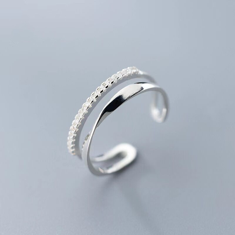 【Ready Stock】 Sterling Silver Mobius Double Layer Open Ring Women's Niche Design Fashion Personalize