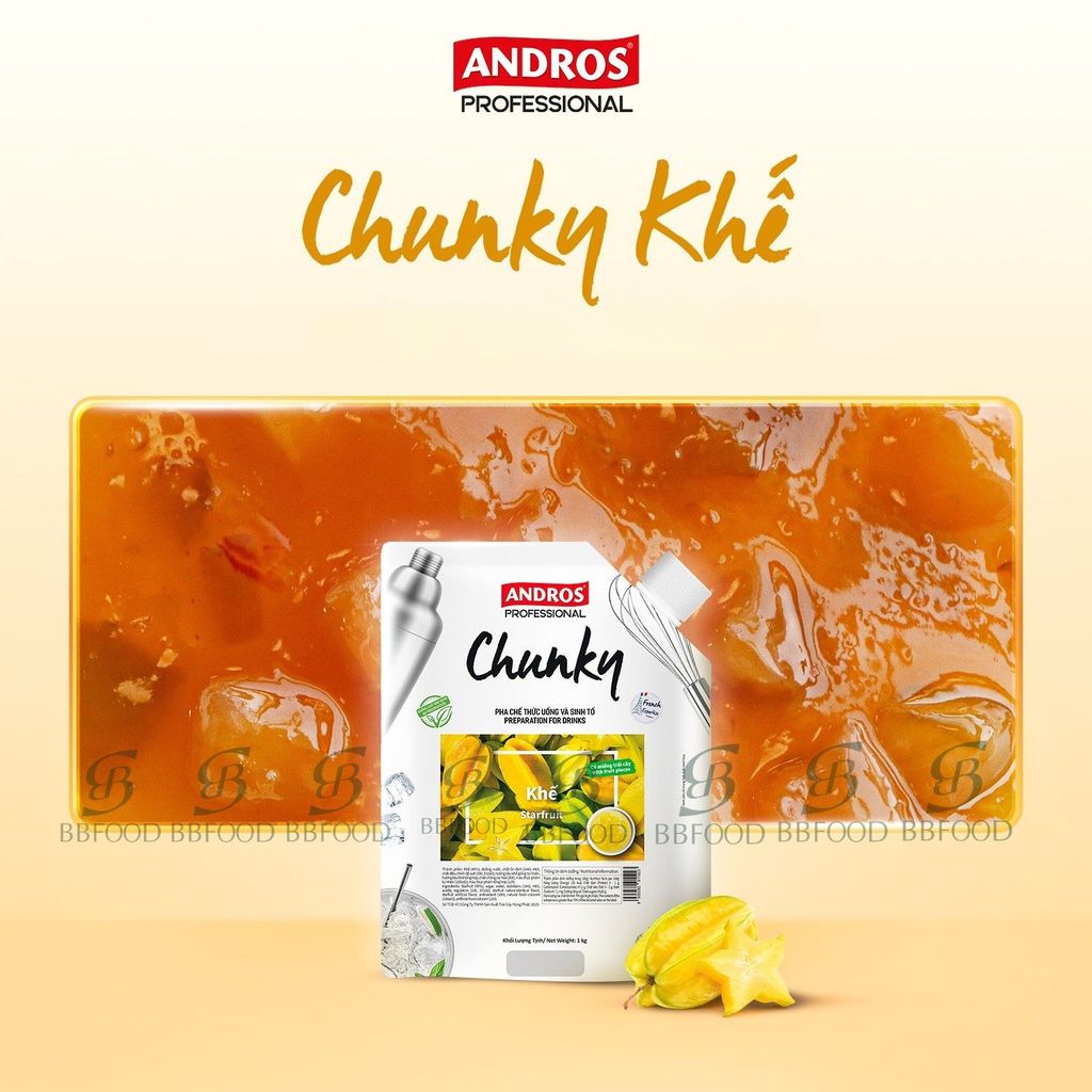 [Chính hãng] MỨT KHẾ CHUNKY ANDROS PRO TÚI 1KG {BBFOOD}