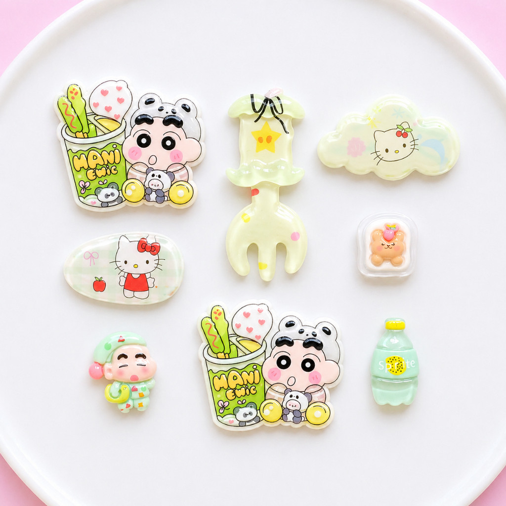 [CHARM MICA]- Set Charm Dép Crocs Shin Cute Chủ Đề Đồ Ăn Kawaii Burger Bánh Ngọt Hello Kitty Phụ Kiệ