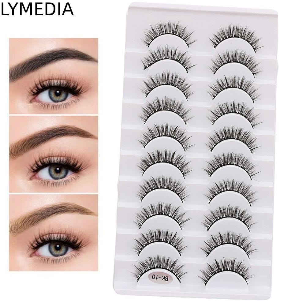 Lông mi giả LYMEDIA, Full Strip Lông mi giả dài tự nhiên, Thời trang nữ Handmade Không tàn nhẫn Khối