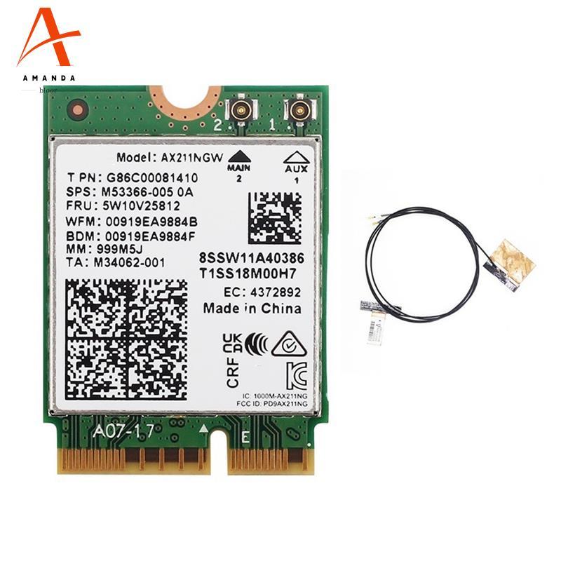 WiFi 6E AX211NGW Tri Band 2.4G / 5G / 6Ghz Thẻ Wifi Mạng Không Dây Cho Bluetooth 5.2 AX211 M.2 CNVio