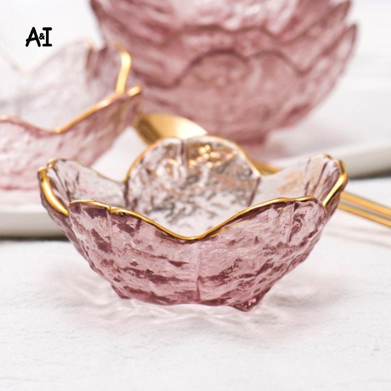 AI Đĩa Thủy Tinh Nhỏ Vàng Inlay Thủy Tinh Bát Đĩa Gia Vị Trái Cây Sala Bát VN