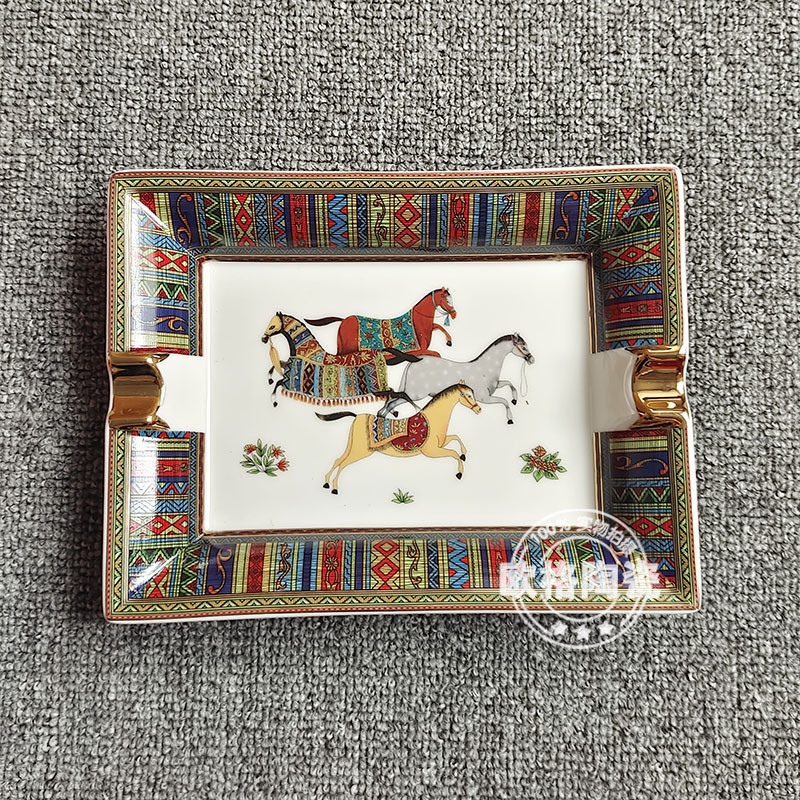 Bone china ashtray, Matu Hotel KTV Home-use double-slot ashtray, vintage cigar ashtray