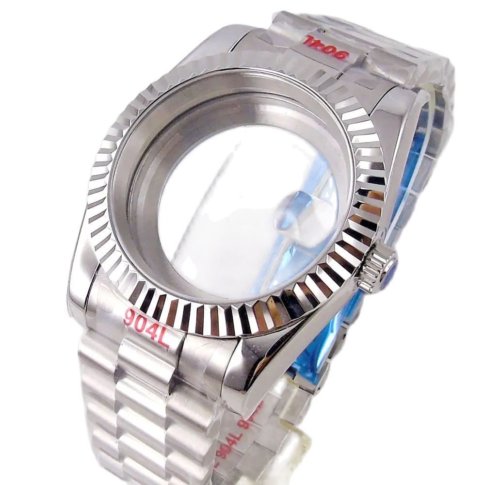 QX 36mm 39mm Chống Thấm Nước Bạc Sáo Cong Đồng Hồ Dành Cho NH34 NH35 NH36 NH38 NH39 NH70 NH72