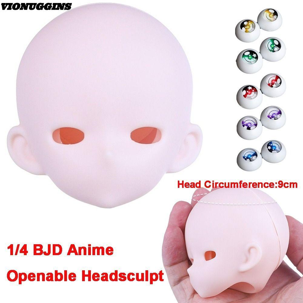 VIONUGGINS 1 / 4 BJD Anime Headsculpting, Da trắng có thể mở được Bjd Baby Head, Không trang điểm An