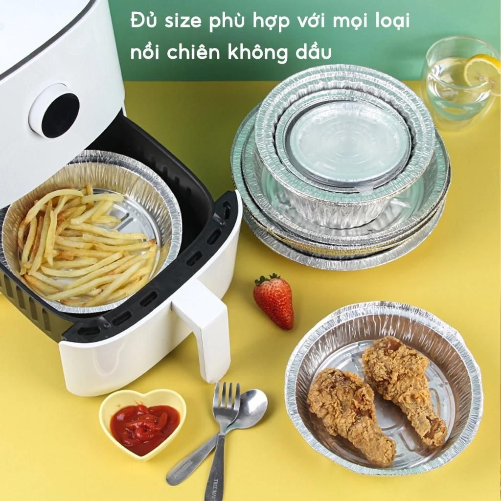 Khay Giấy Bạc 22cm Lót Nồi Chiên Không Dầu, Lò Nướng - Khuôn Đĩa Nhôm Đựng Thức Ăn, Thược Phẩm Nướng | BigBuy360 - bigbuy360.vn