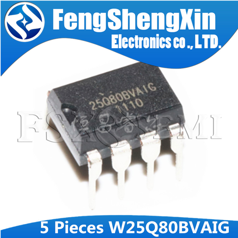 5 chiếc W25Q80BVAIG DIP8 GD25Q80PCP GD25Q80 W25Q80 25Q80 DIP-8 25Q80BVAIG DIP 8Mbit 1M FLASH