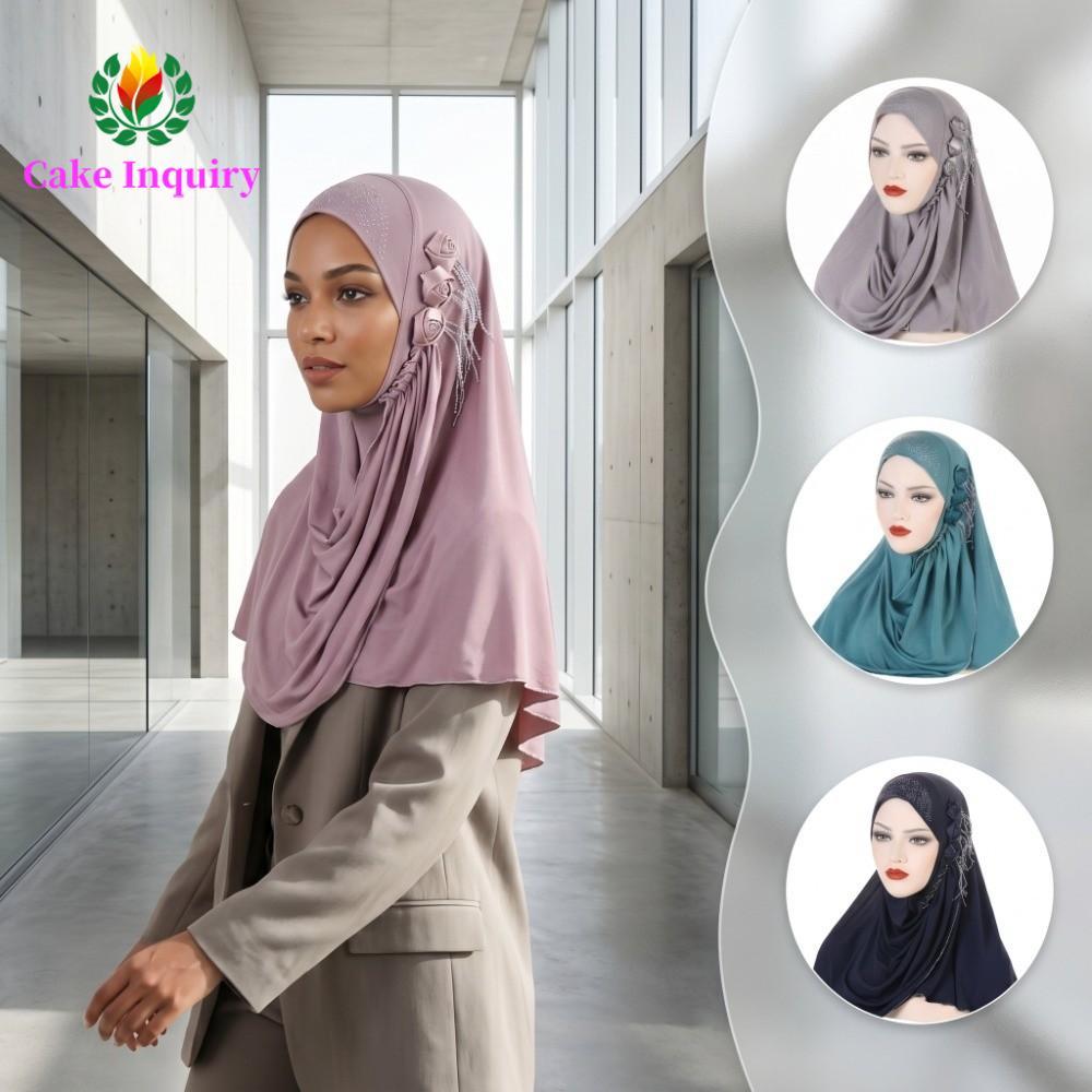 SAHRAI Hijab Hồi Giáo, Full Cover Modest Wear Nữ Hijab, Tua Rua Cầu Nguyện Hijab Thanh Lịch Ăn Liền 